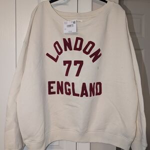 American Eagle Outfitters Cream Sweater with Red Graphic